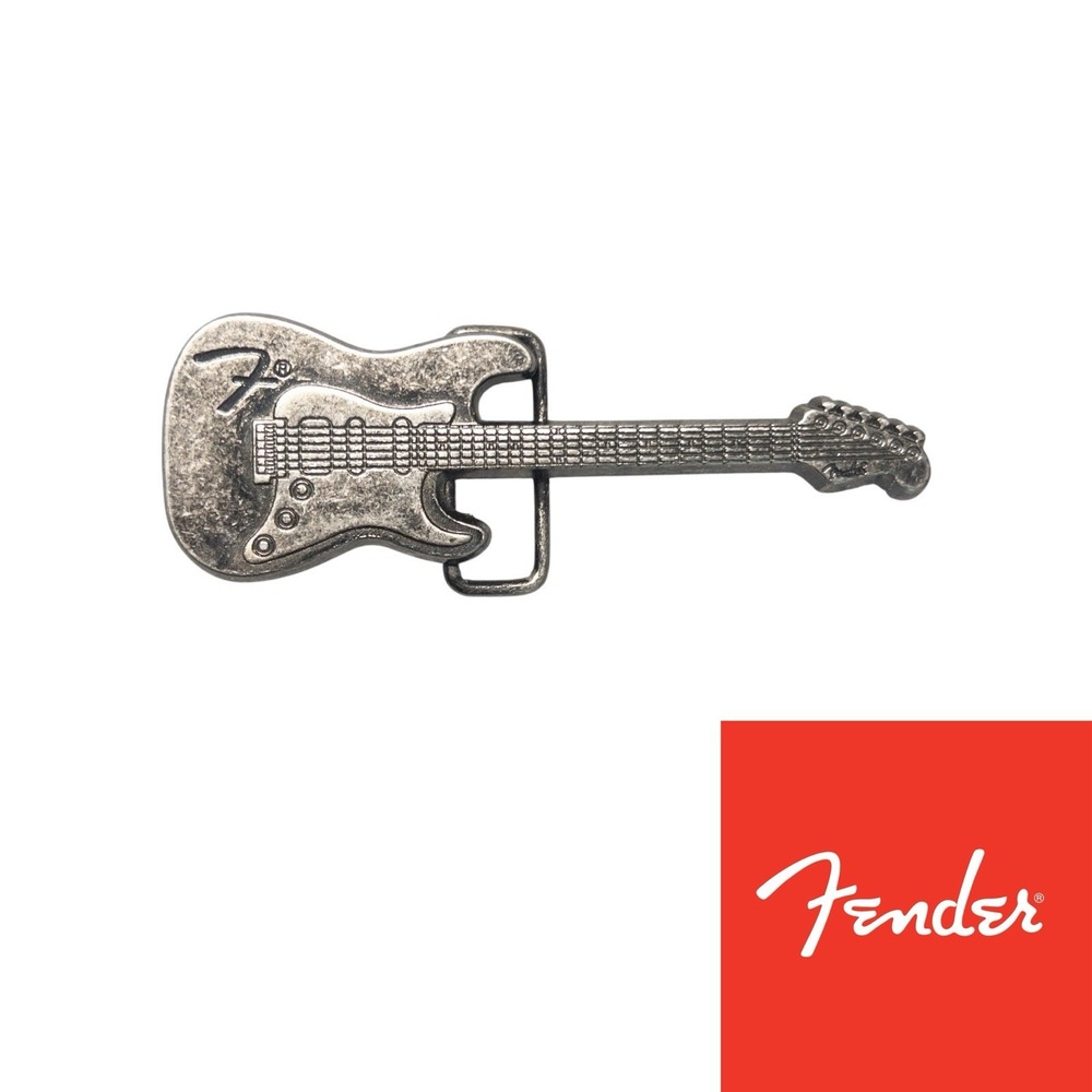 Fender Stratocaster Guitar Silver Toned Large Belt Buckle Western Rock‎ Music